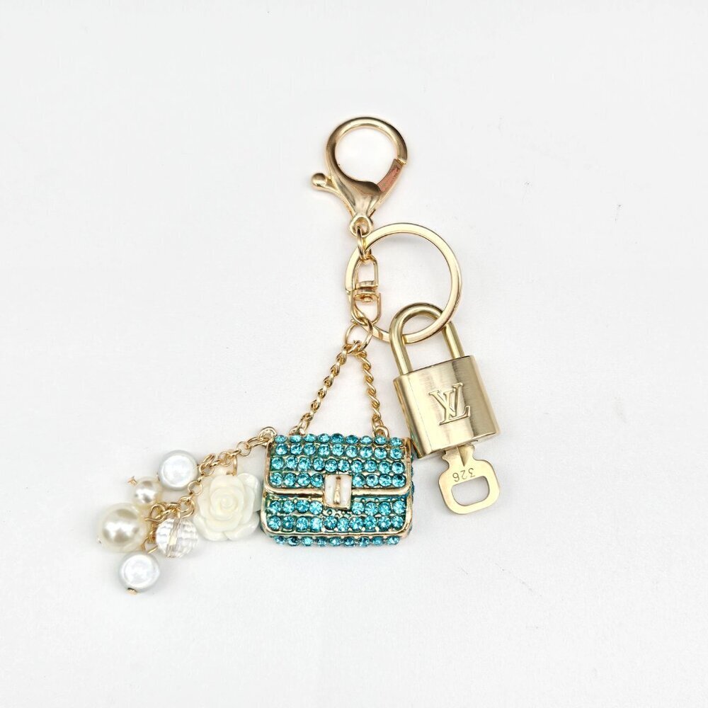 Authentic Louis Vuitton Padlock & Key Gold ✨Unbranded Bag Charm Keychain